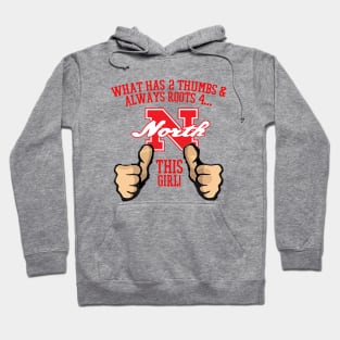 What has 2 thumbs and roots for Big Red, THIS GIRL Hoodie